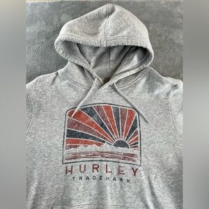 Hurley Rising Sun Sweater Mens Medium Grey Sweatshirt Hoodie Fleece Gray Sunrise